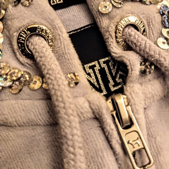 2013 Rare Vintage VS PINK Velour Full Zip Sequin Lilac FASHION SHOW Hoodie NWOT - Picture 3 of 10